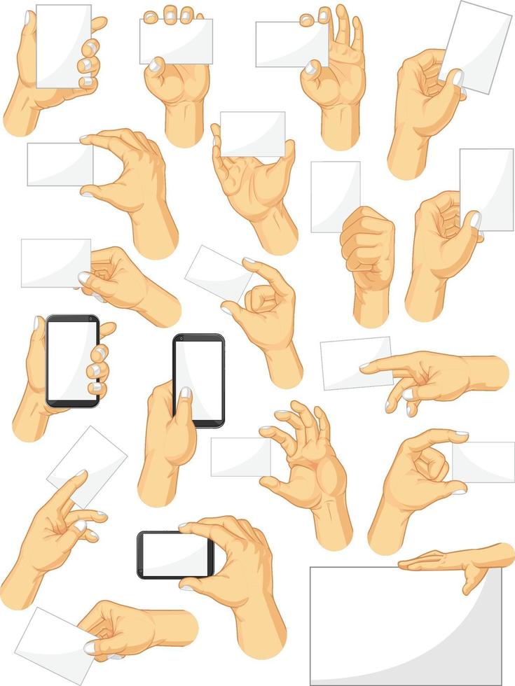 Hand Gesture Holding Smartphone Sign Cartoon Vector Drawing