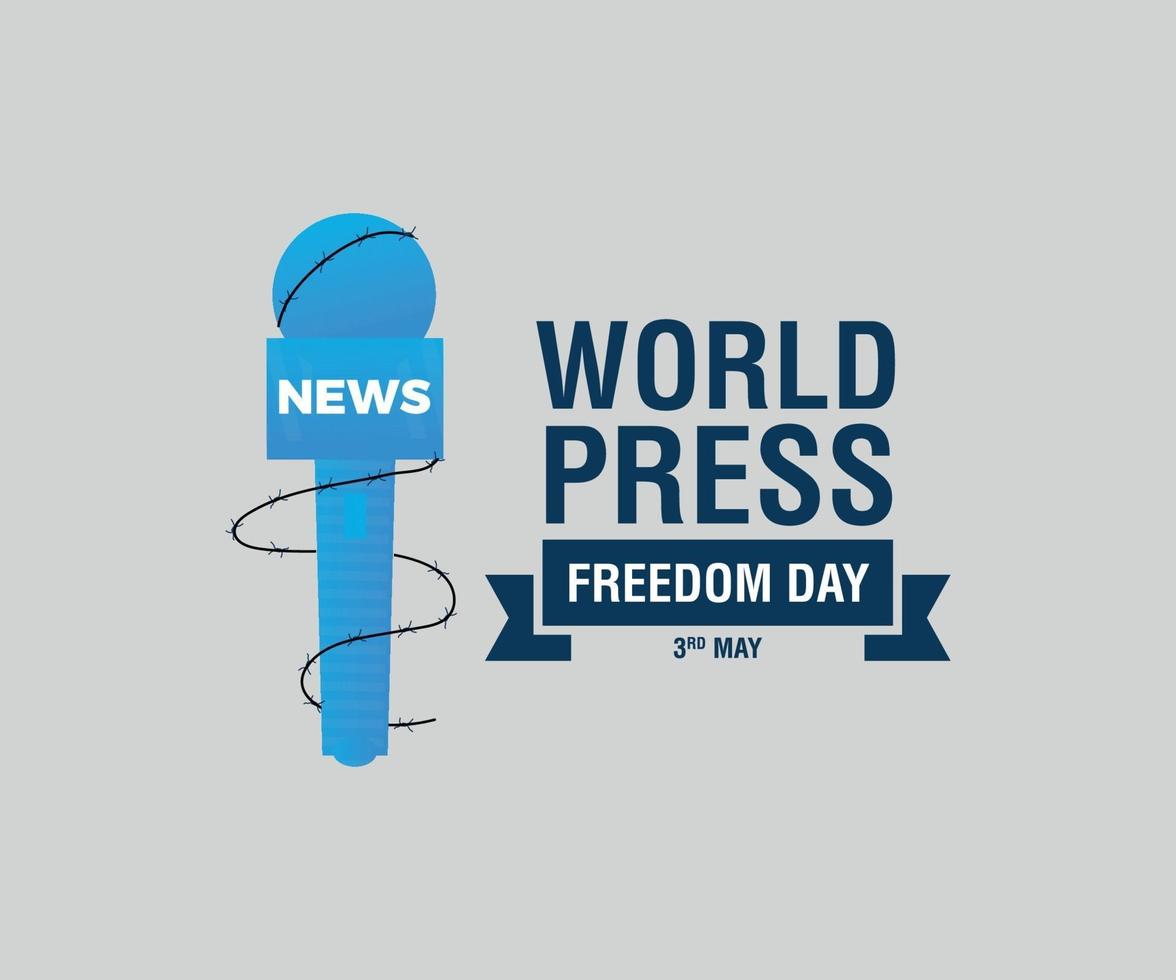 World press freedom day vector graphic design with blue microphone