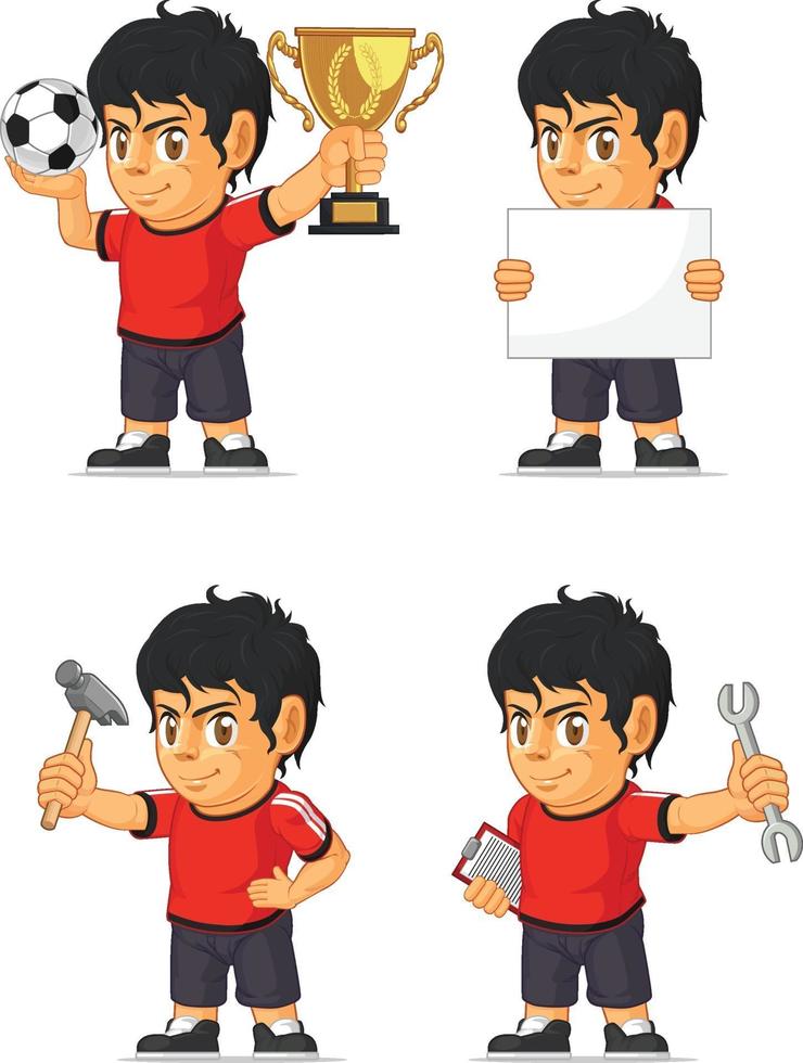 Football Soccer Boy Customizable Club Mascot Cartoon Vector Drawing