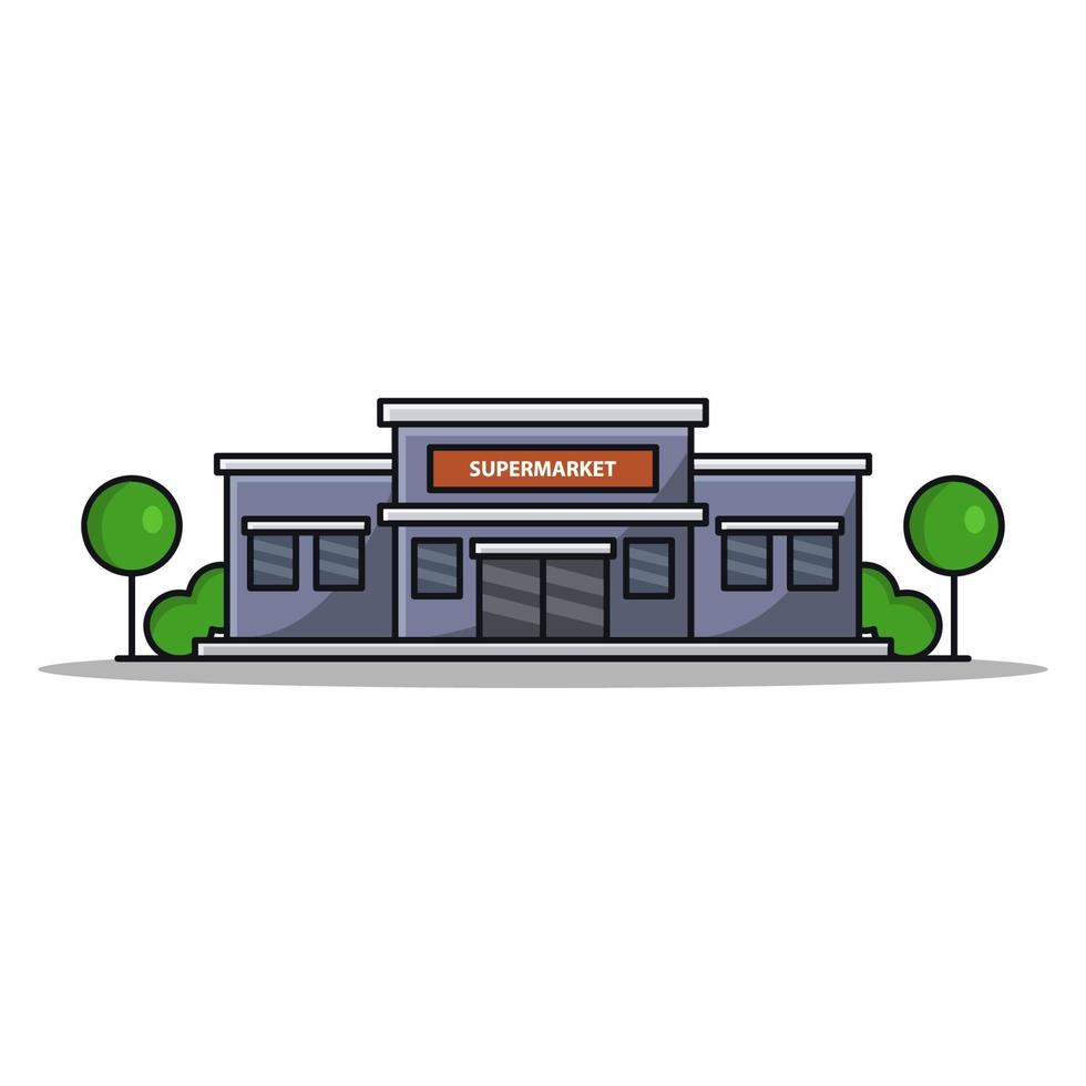 Supermarket On White Background vector