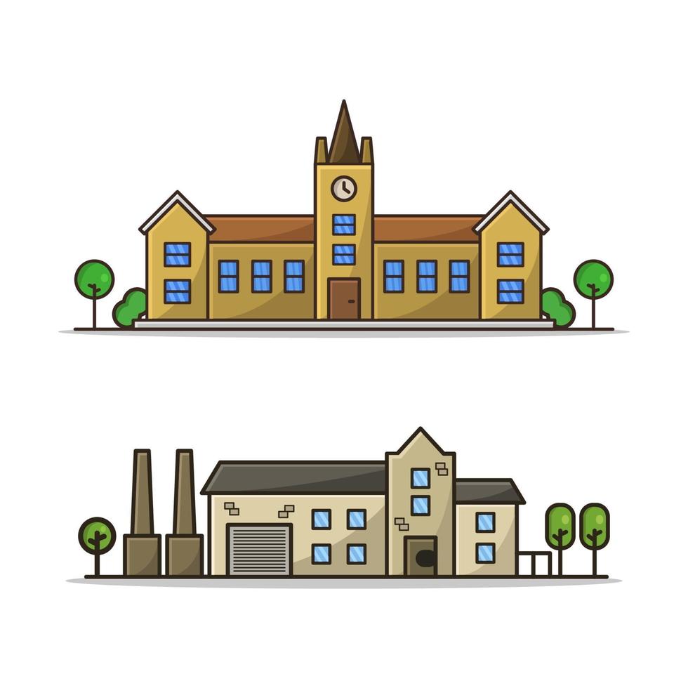 School and Industry On White Background vector