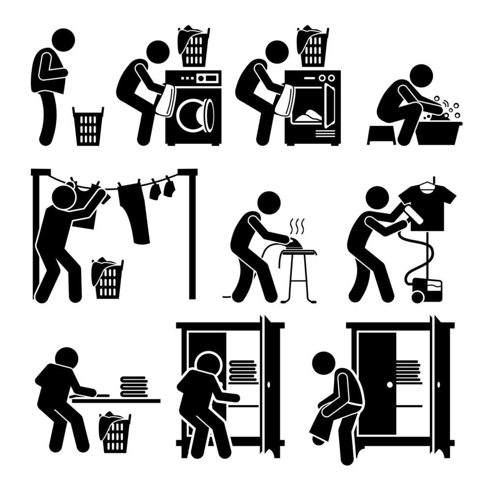 Laundry Works Washing Clothes Pictogram vector