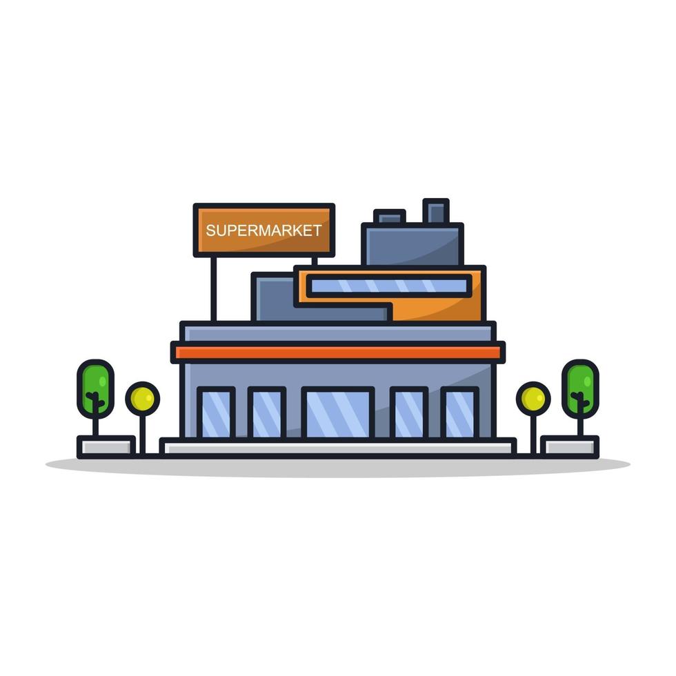 Supermarket On White Background vector
