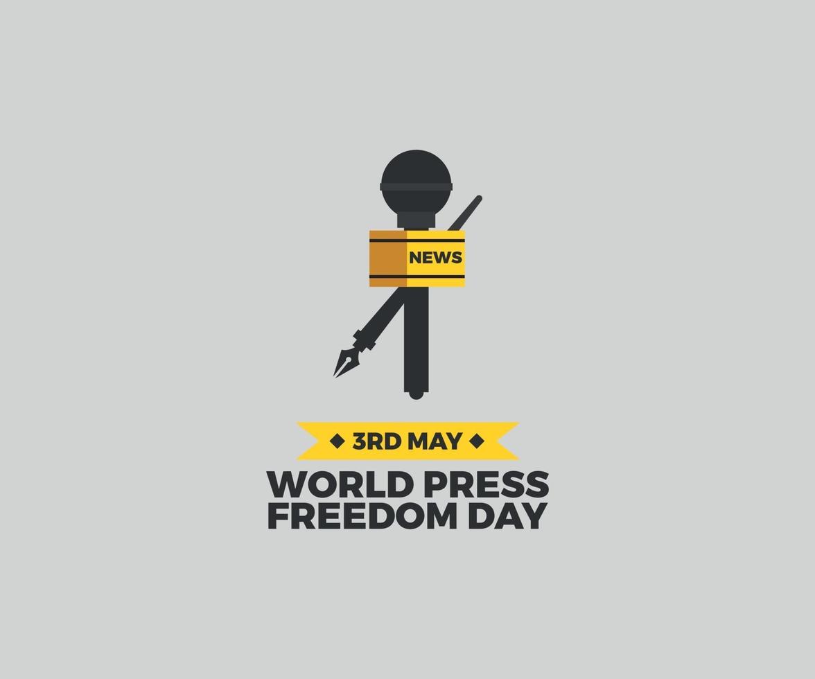 World press freedom day vector graphic design with pen and microphone