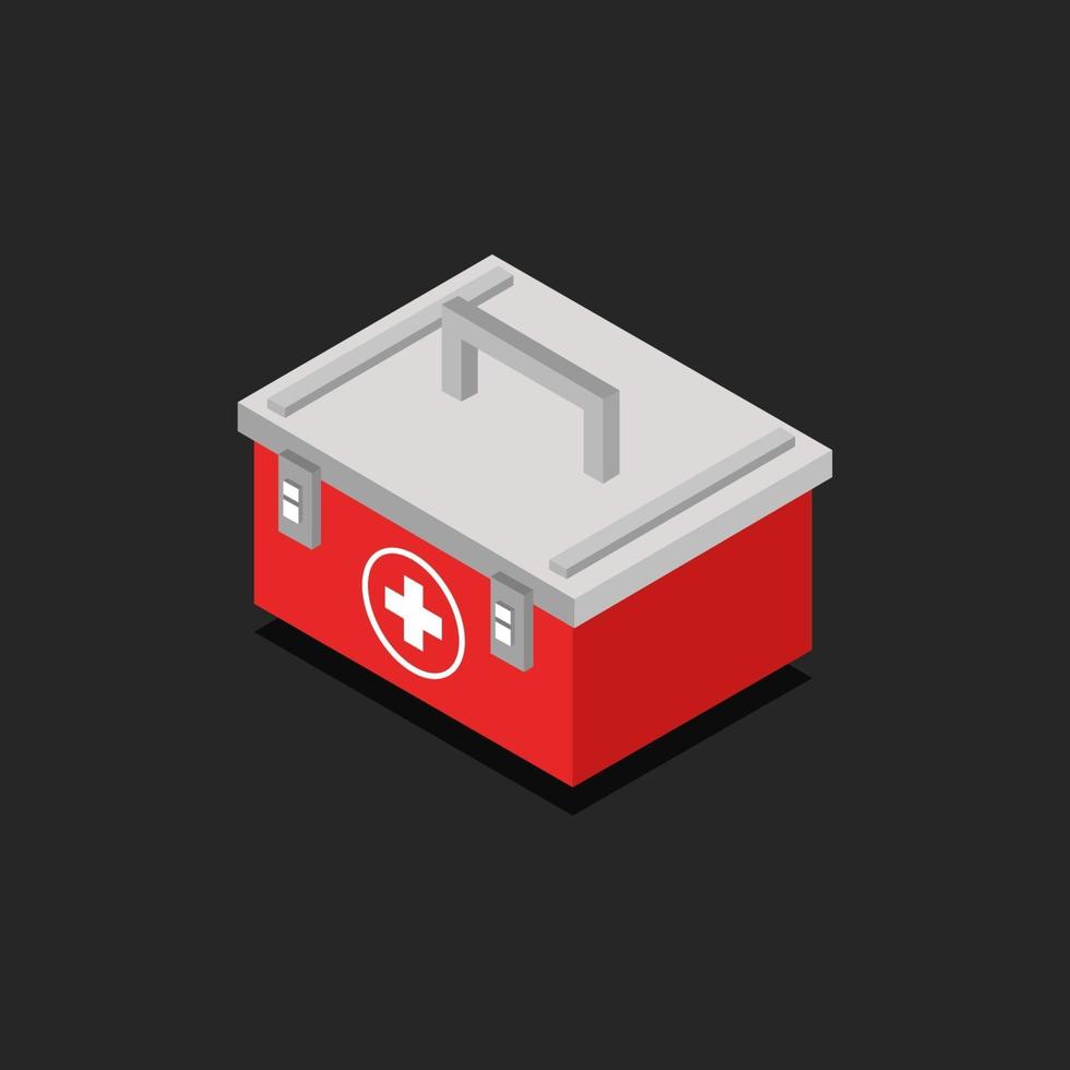 Isometric Medical Suitcase On Black Background vector