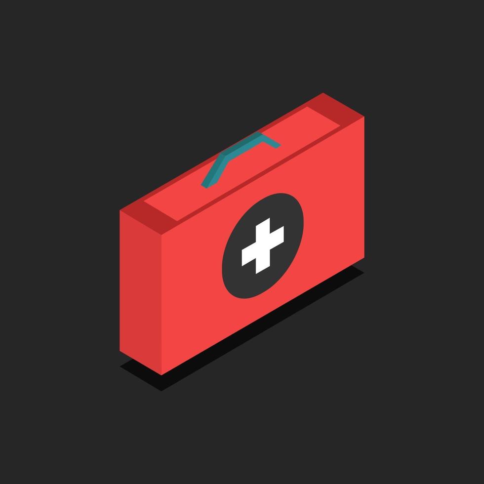 Isometric Medical Suitcase On Black Background vector