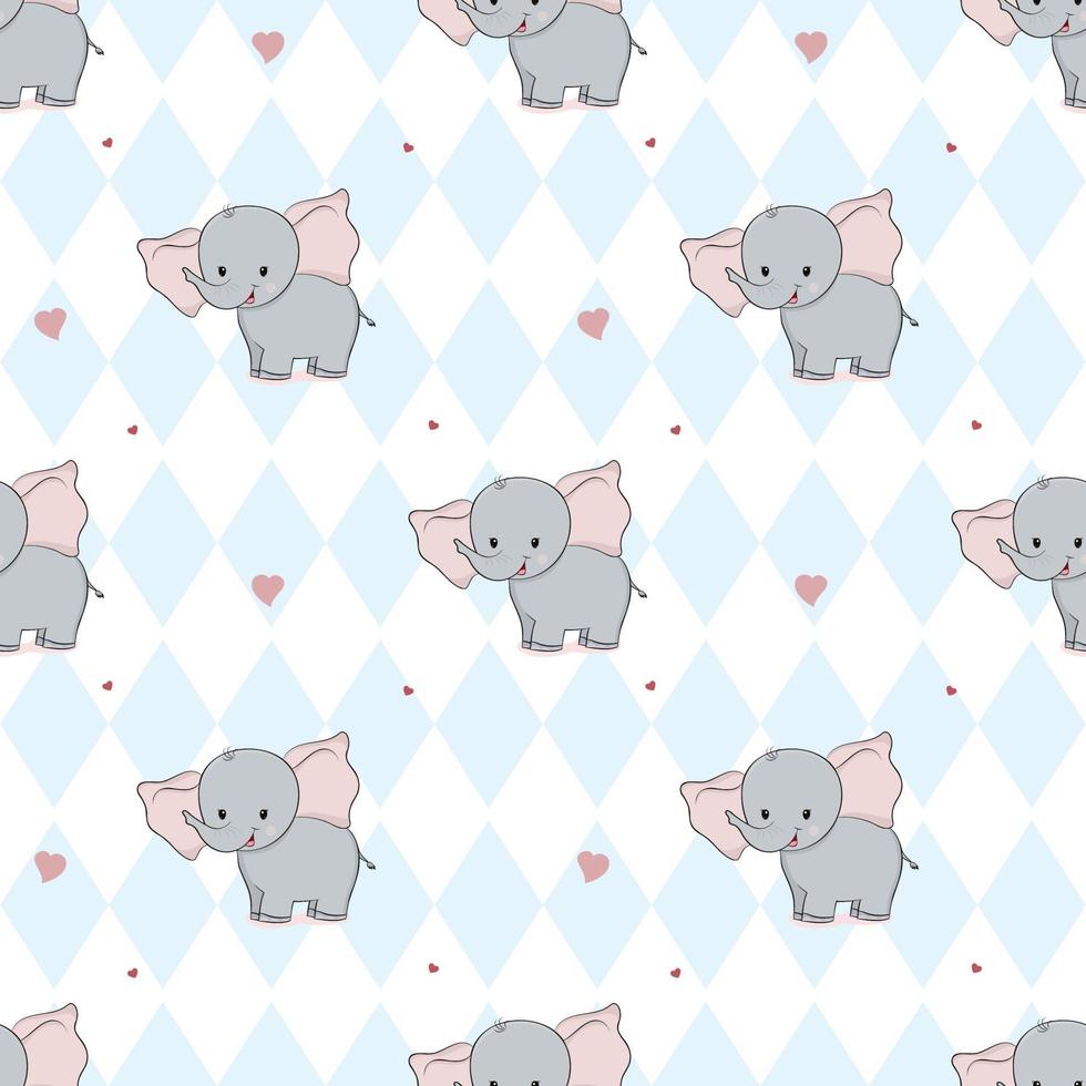 Hand drawing sweet elephant pattern illustration vector. Print for kids. vector