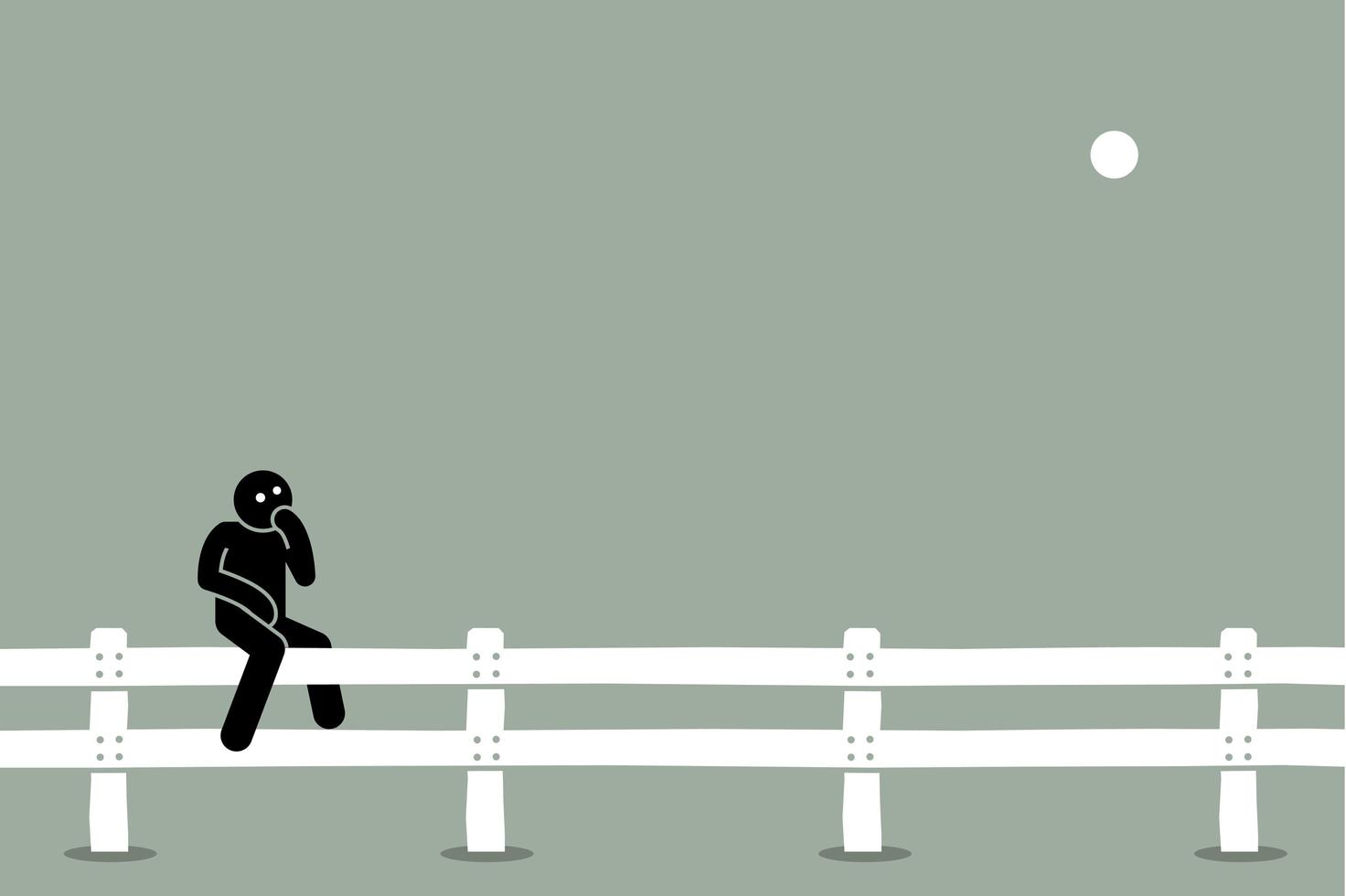 Man sitting on the fence. vector
