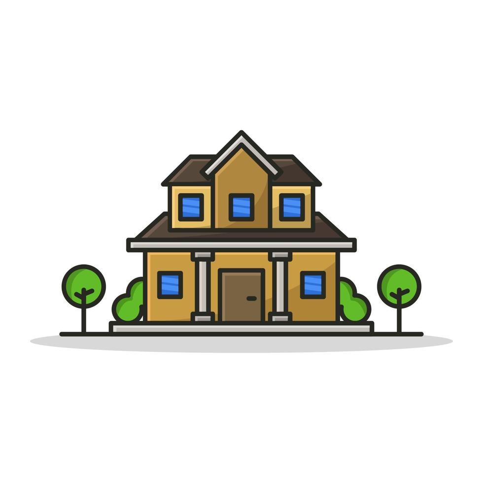 House Illustrated On Background vector