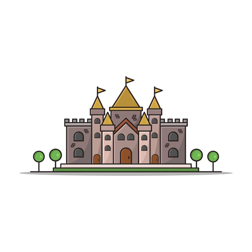 castillo ilustrado en el fondo vector