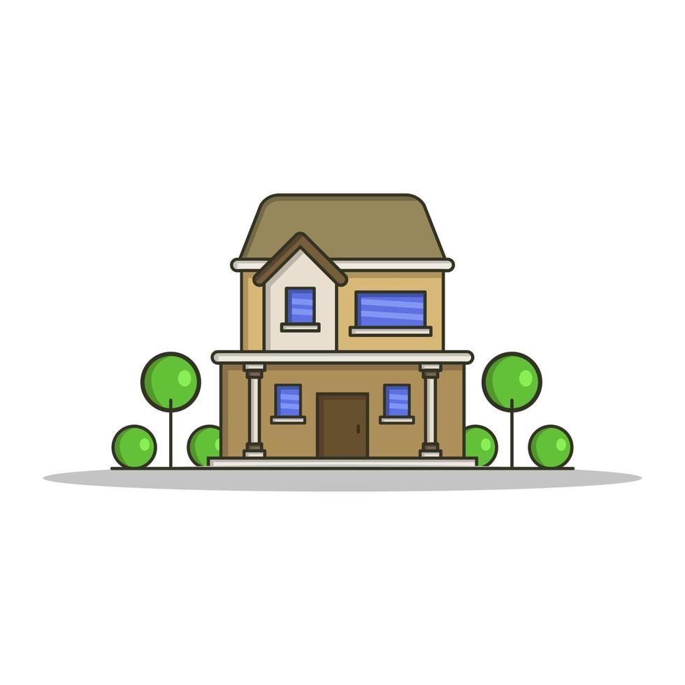 House Illustrated On Background vector