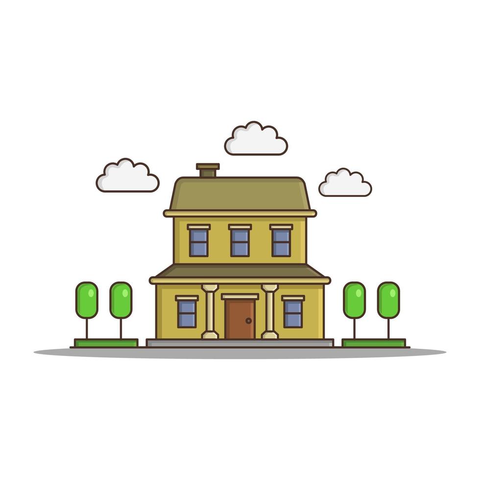 House Illustrated On Background vector