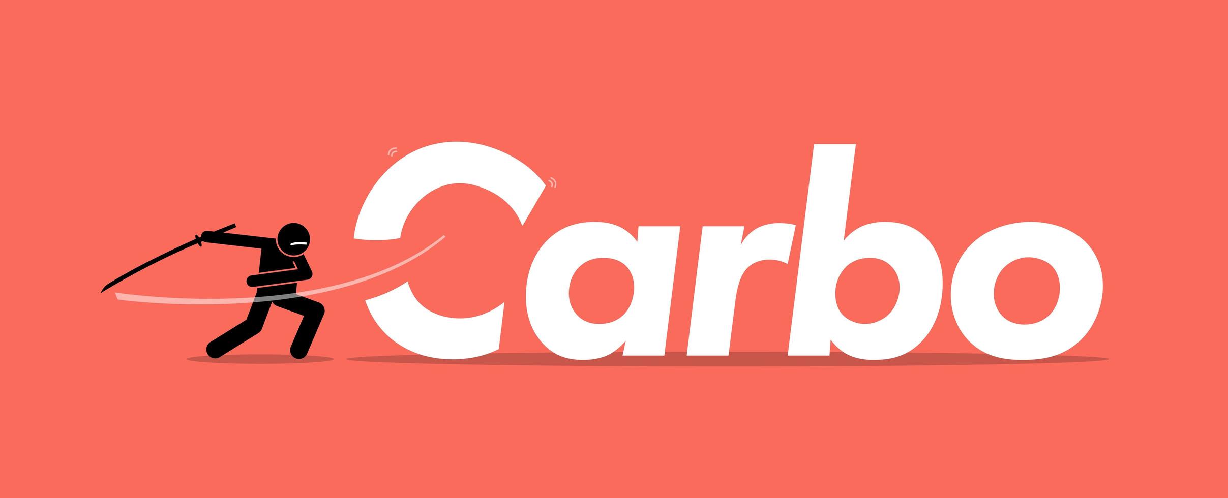 Cutting carbo or carbohydrates for healthy diet. vector