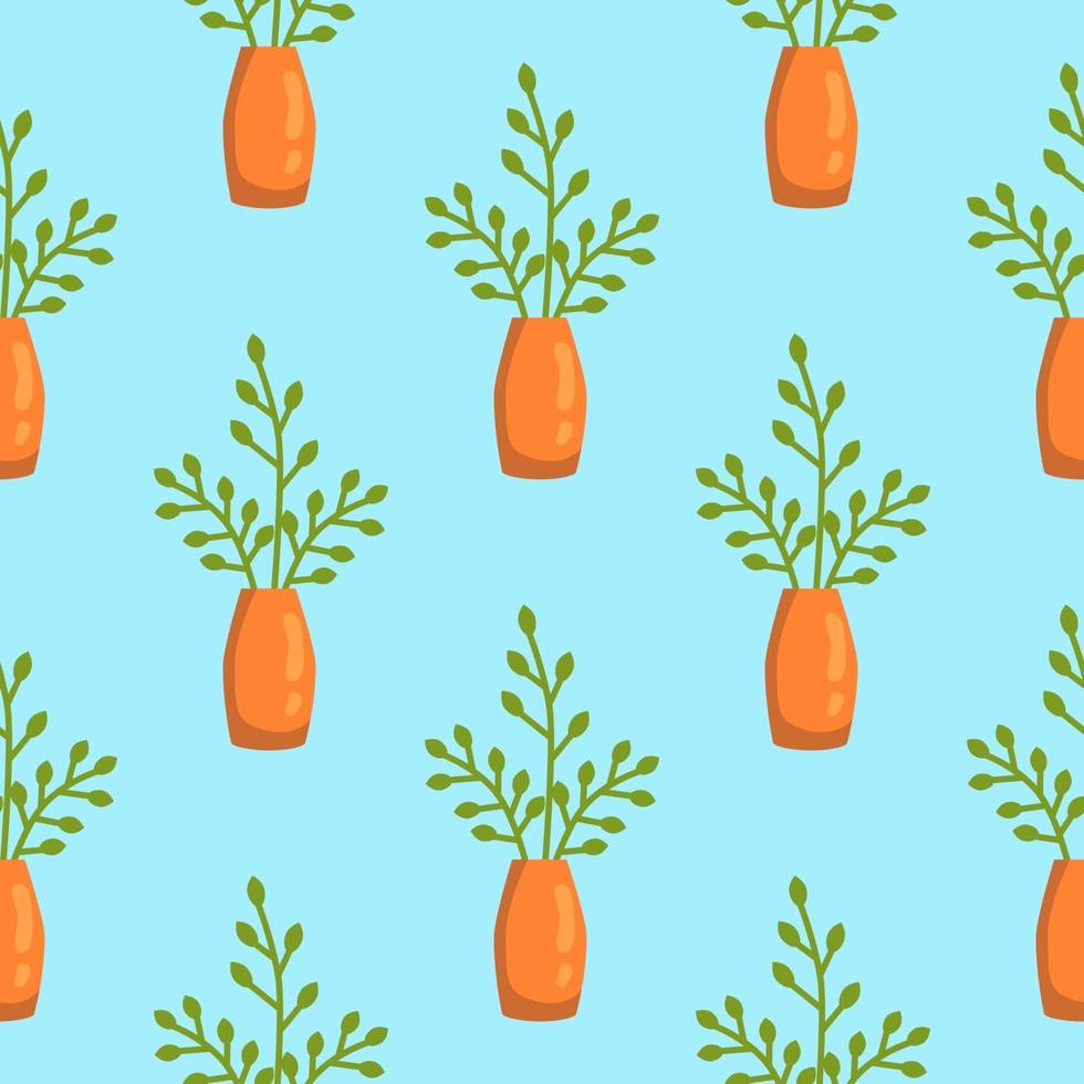 Seamless pattern of house plants vector