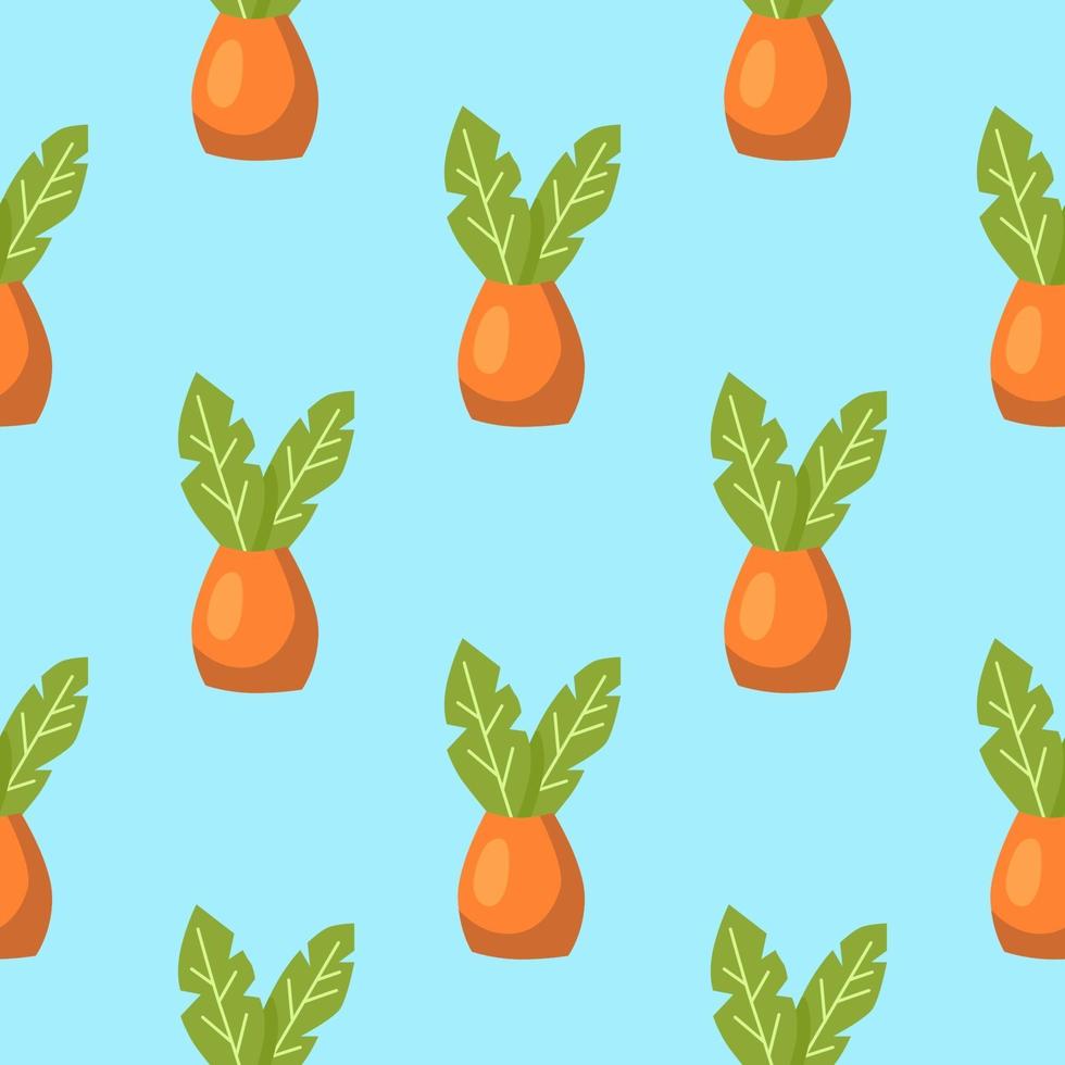 Seamless pattern with potted plants vector