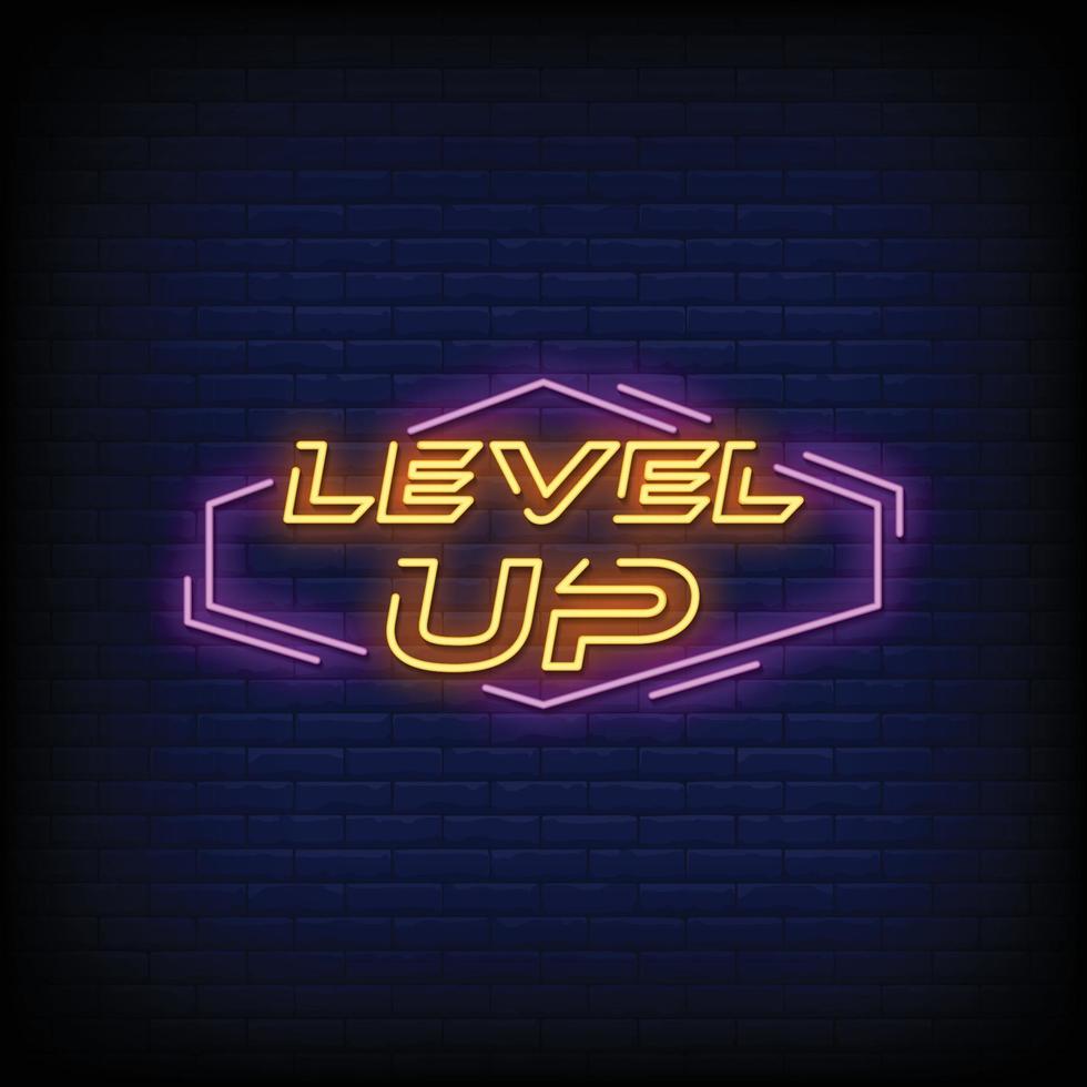 Level Up Neon Signs Style Text Vector