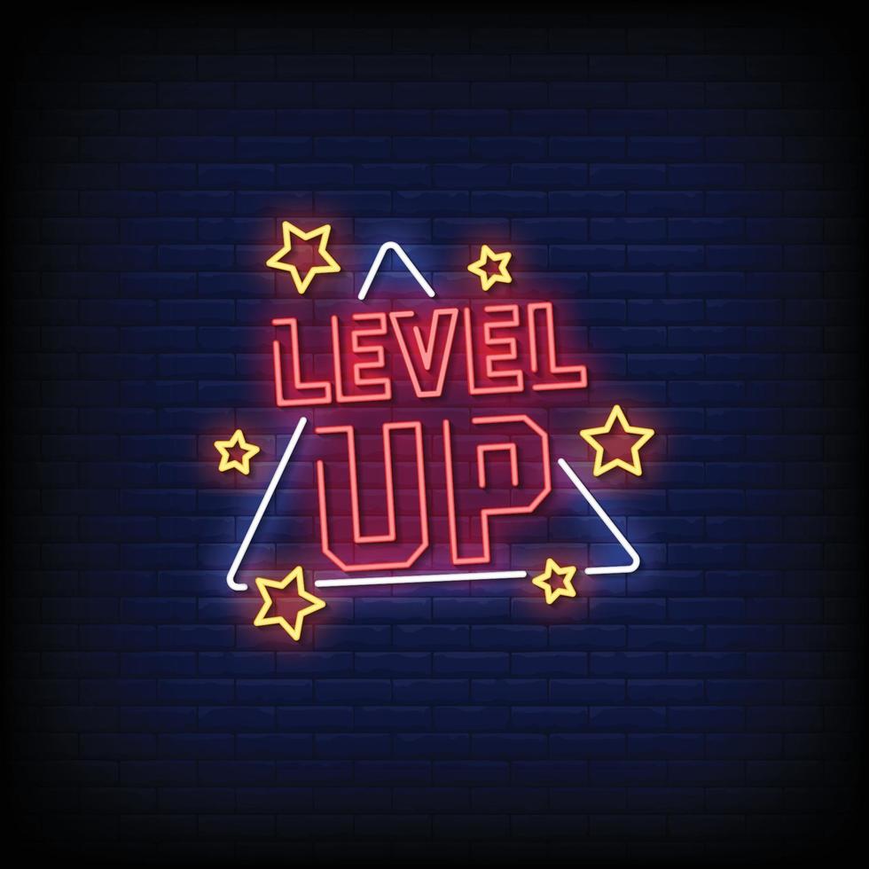 Level Up Neon Signs Style Text Vector