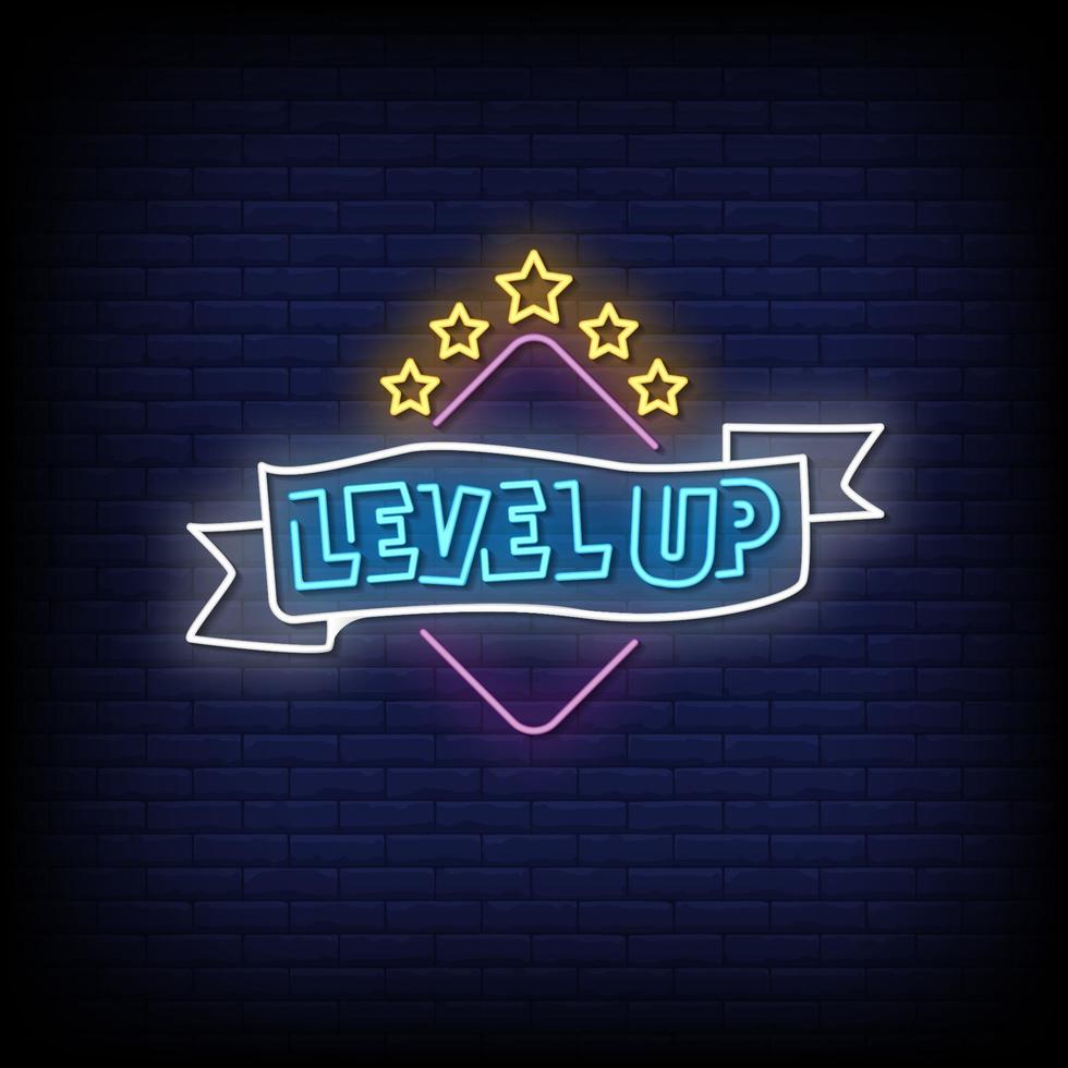 Level Up Neon Signs Style Text Vector