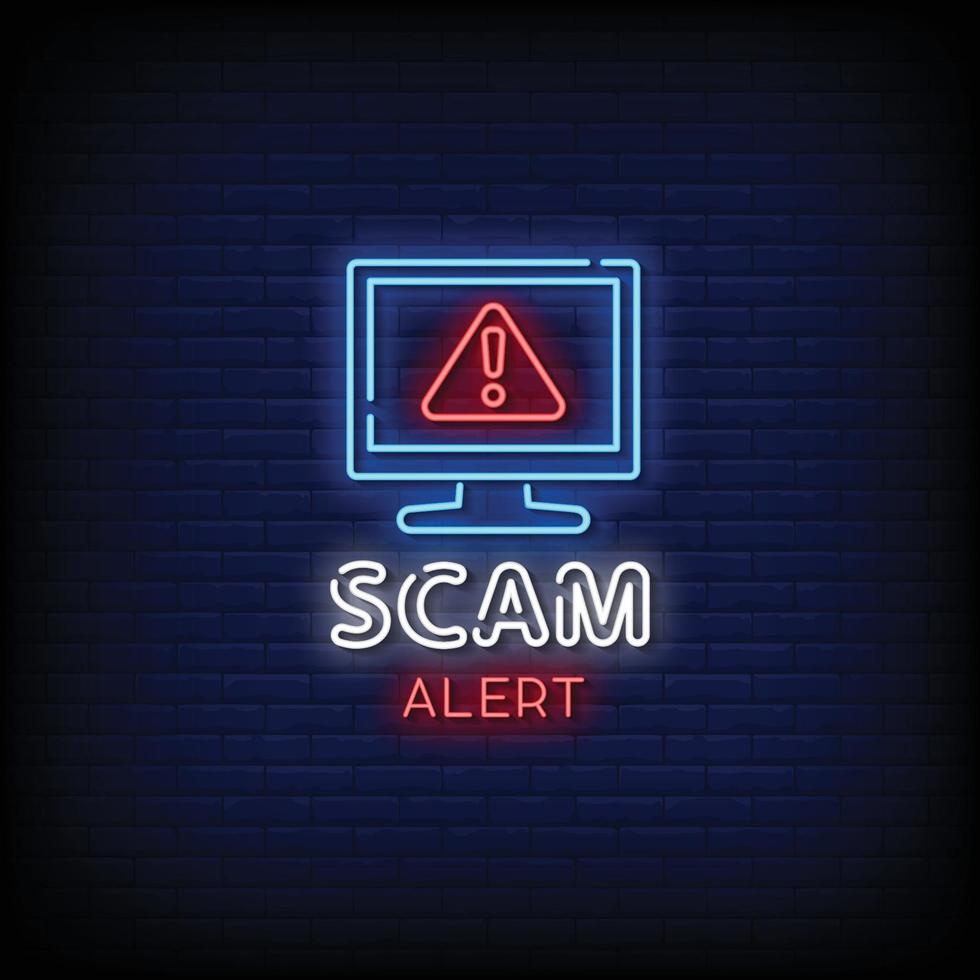 Scam Alert Neon Signs Style Text Vector
