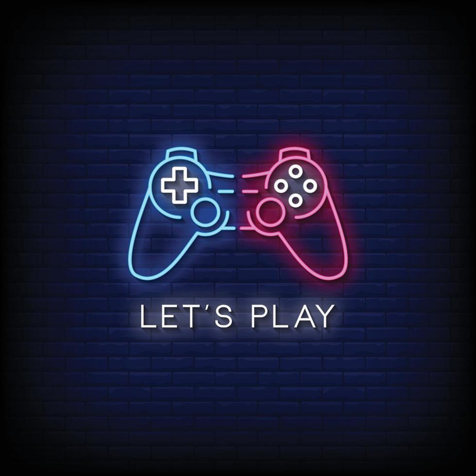 Let's Play Neon Signs Style Text Vector