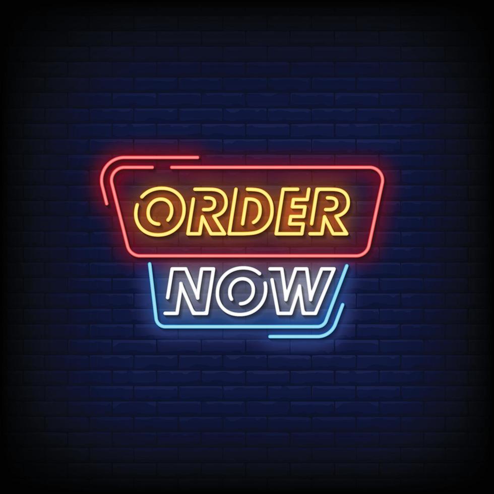 Order Now Neon Signs Style Text Vector