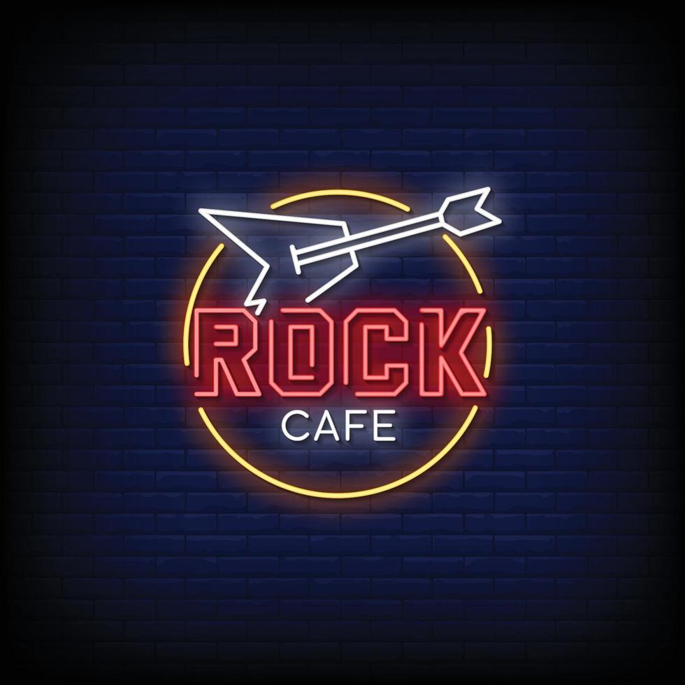 vector de texto de estilo de letreros de neón de rock cafe