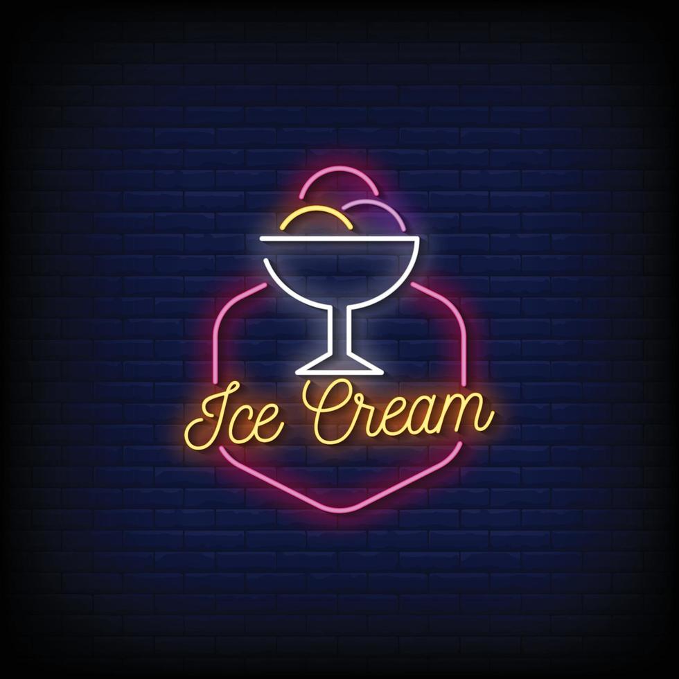 Ice Cream Logo Neon Signs Style Text Vector