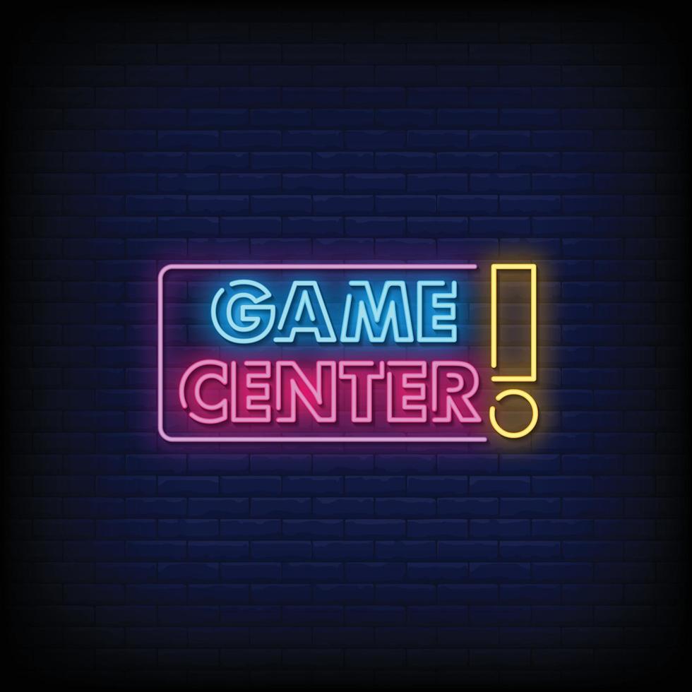 Game Center Neon Signs Style Text Vector