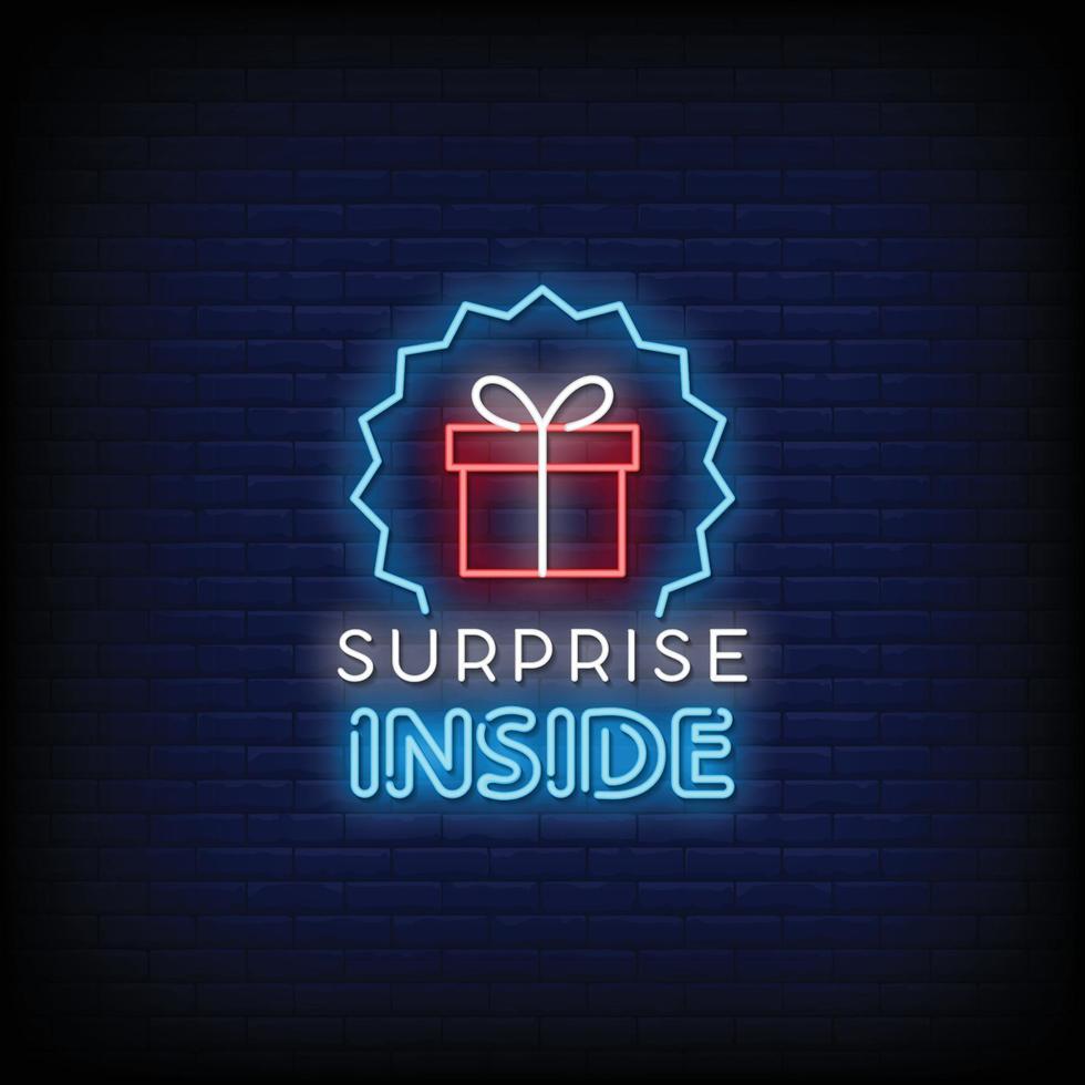 Surprise Inside Neon Signs Style Text Vector