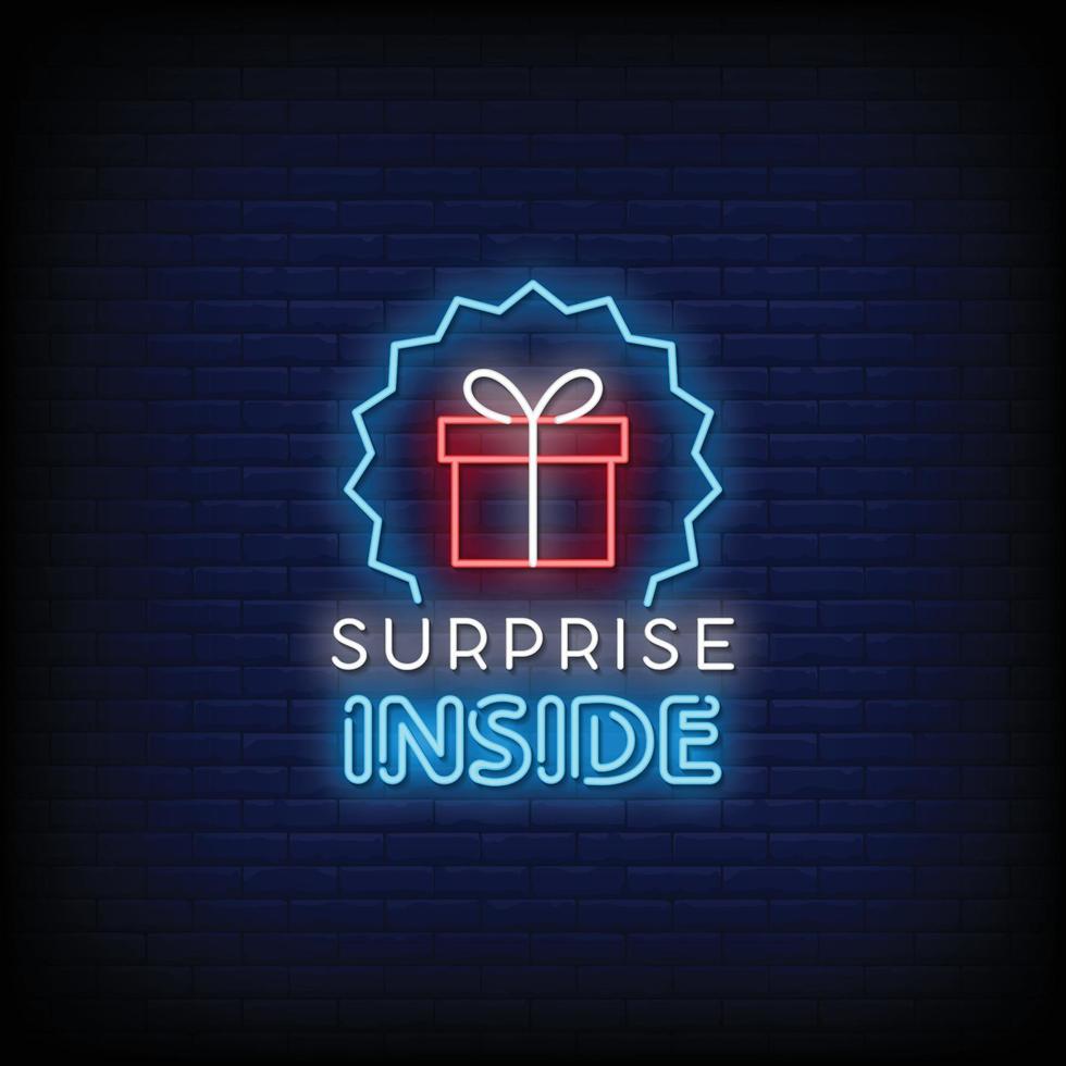 Surprise Inside Neon Signs Style Text Vector