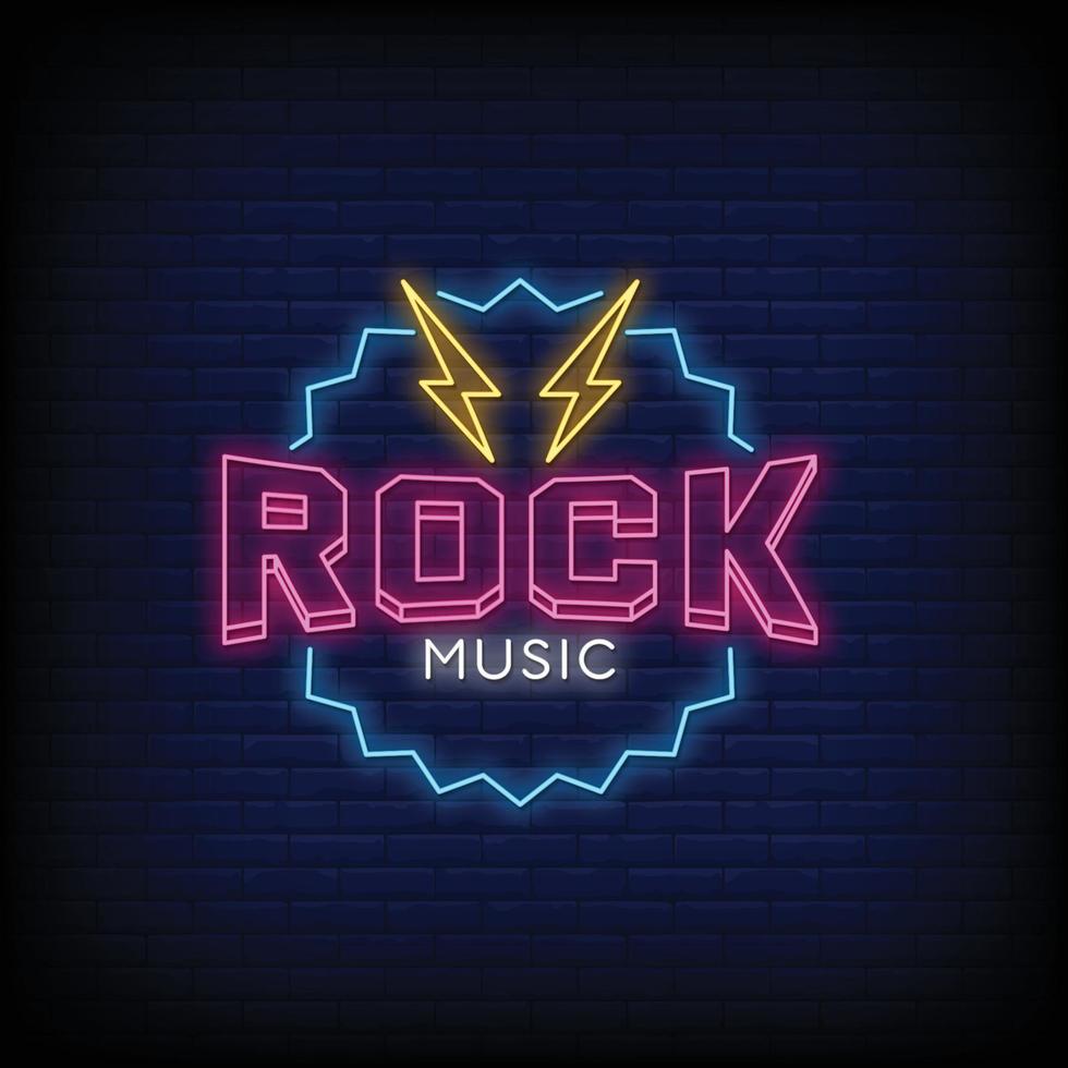 vector de texto de estilo de letreros de neón de música rock