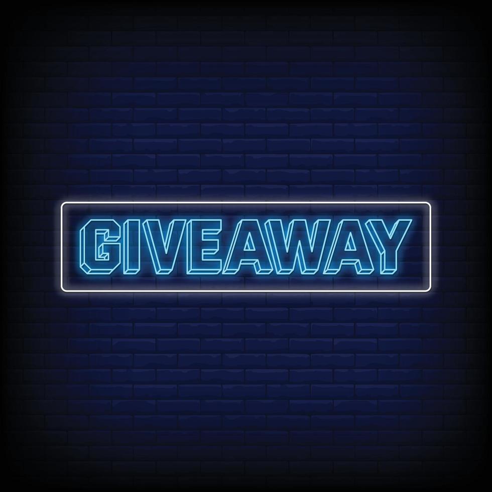 Giveaway Neon Signs Style Text Vector