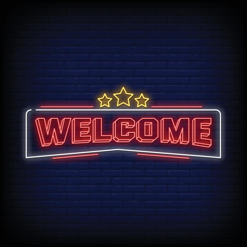 Welcome Neon Signs Style Text Vector