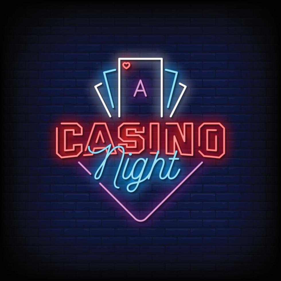 Casino Night Neon Signs Style Text Vector