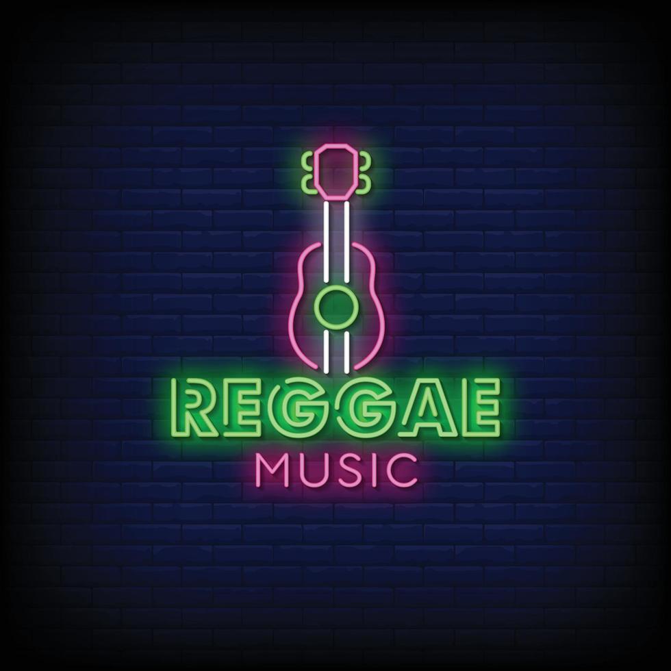 vector de texto de estilo de letreros de neón de música reggae