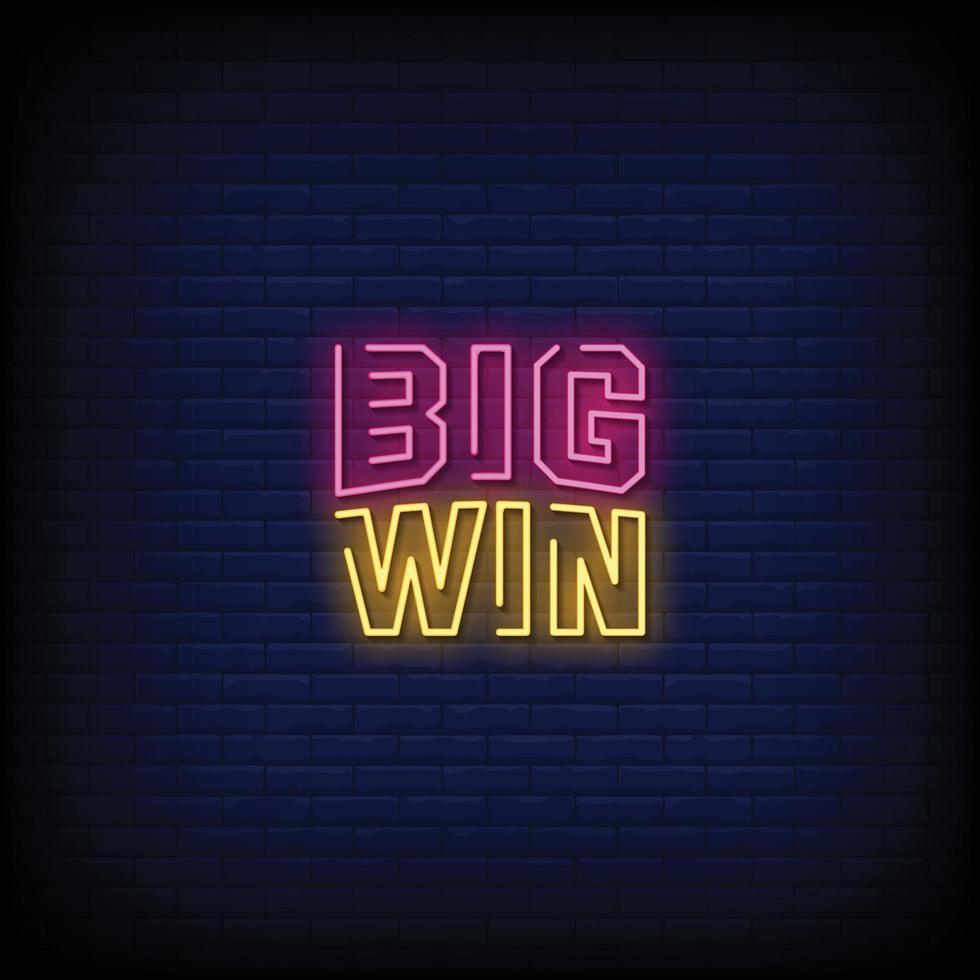 Big Win Neon Signs Style Text Vector