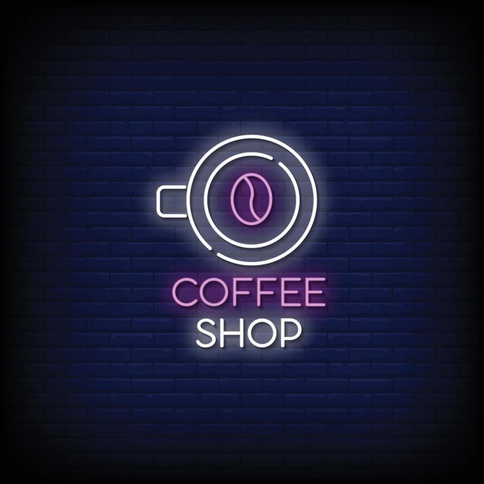 Coffee Shop Neon Signs Style Text Vector