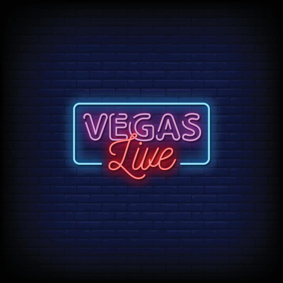 vegas live letreros de neón estilo texto vector