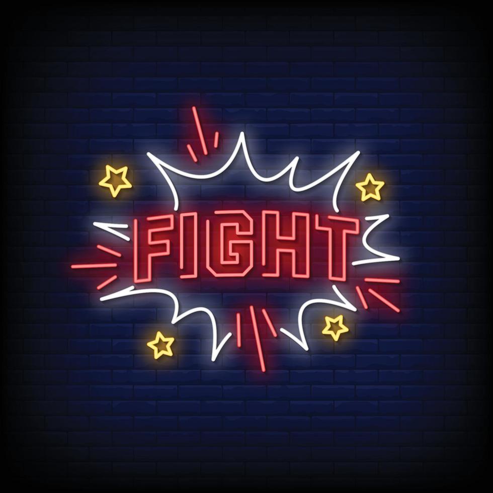 Fight Neon Signs Style Text Vector
