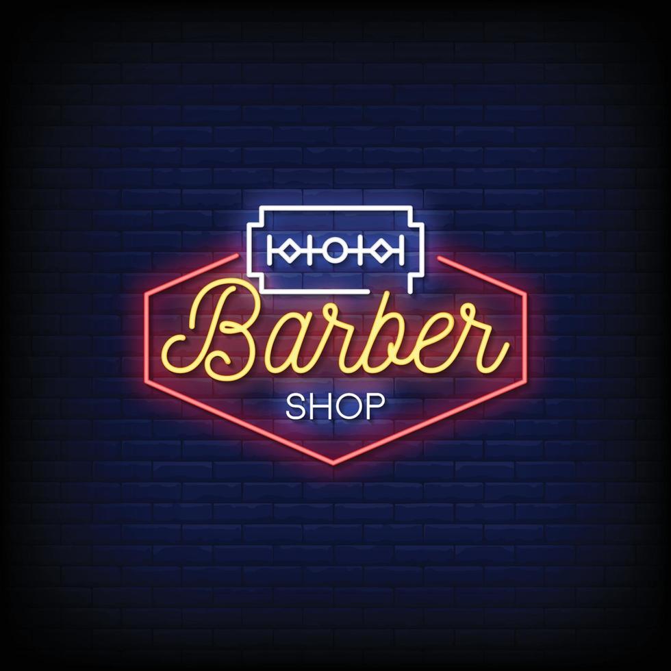 Barber Shop Neon Signs Style Text Vector