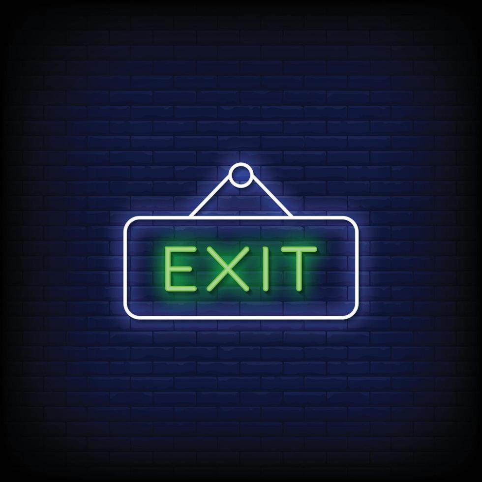 Exit Neon Signs Style Text Vector