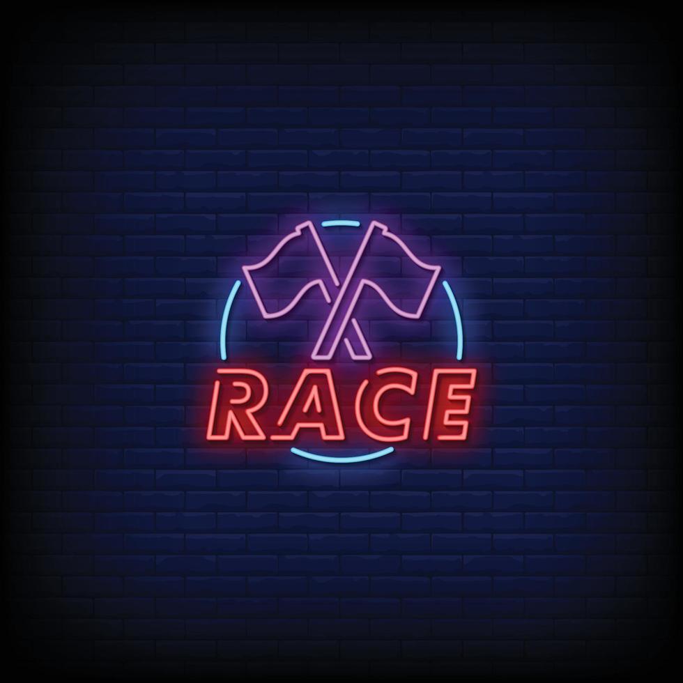 Race Neon Signs Style Text Vector