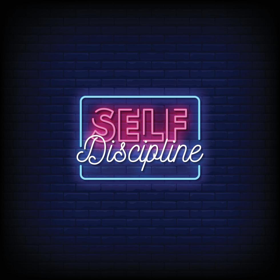 Self Discipline Neon Signs Style Text Vector