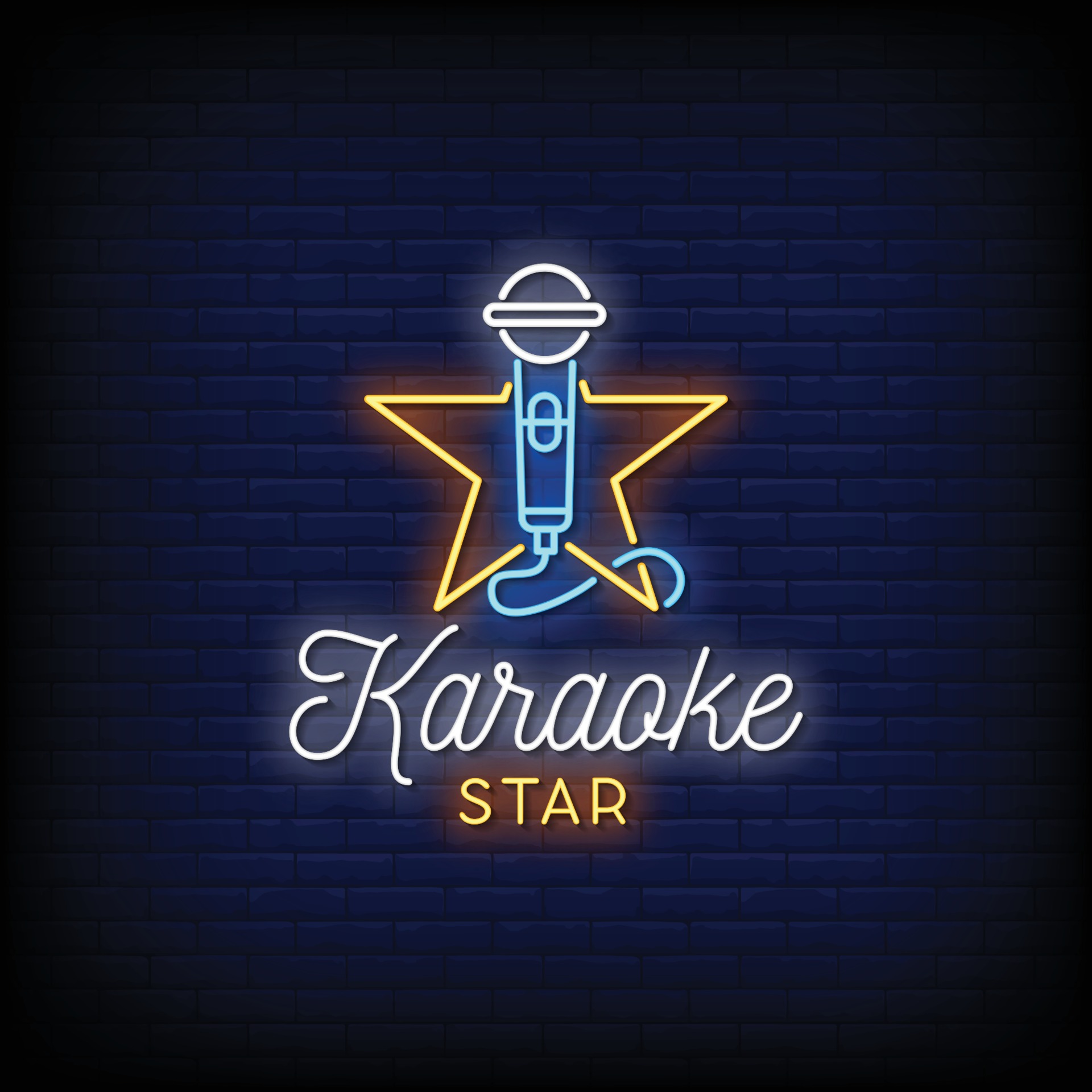 Karaoke Star Neon Signs Style Text Vector Vector Art At Vecteezy