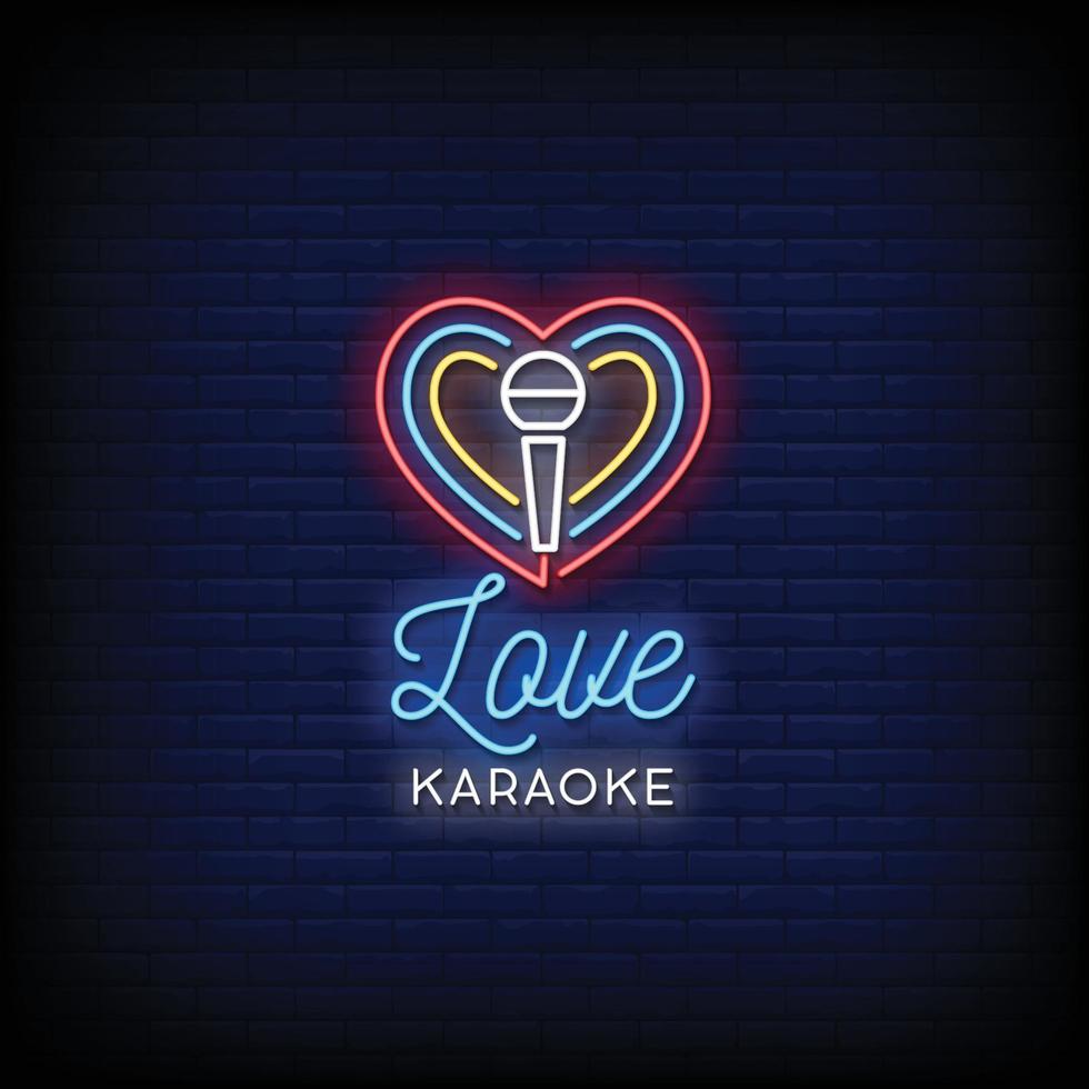 Love Karaoke Neon Signs Style Text Vector