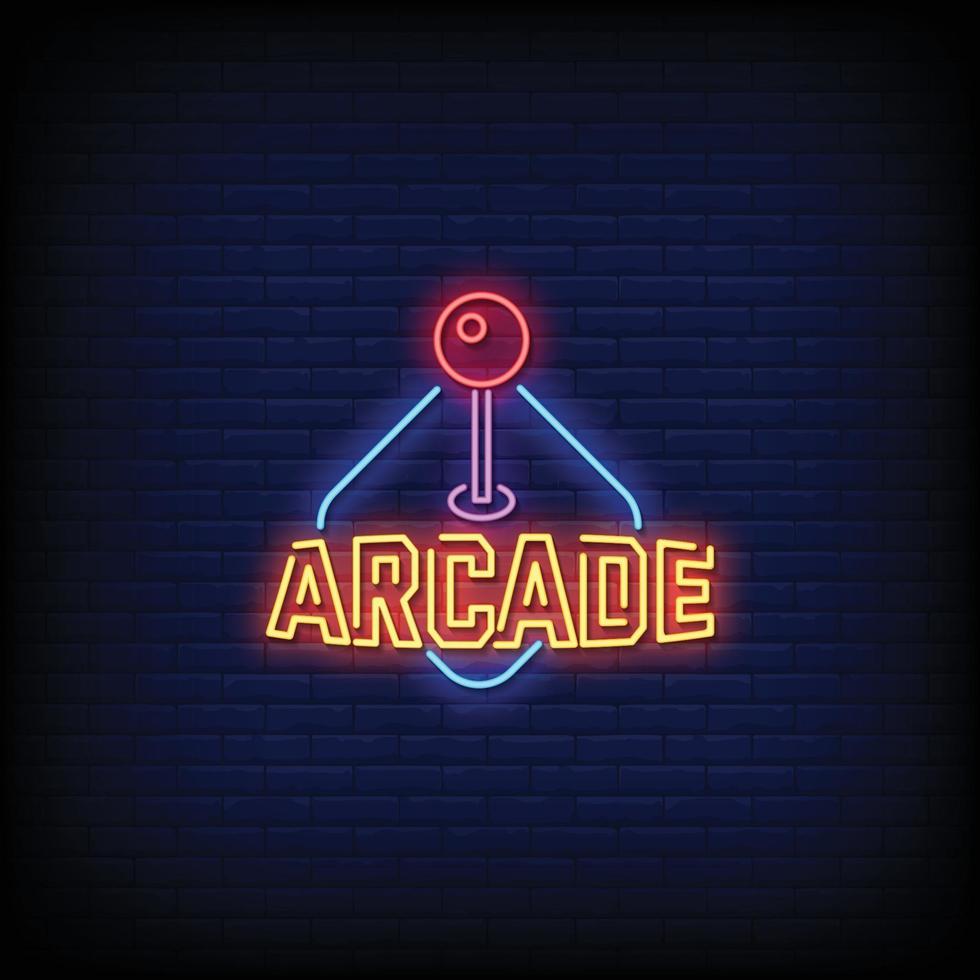 vector de texto de estilo de letreros de neón de arcade