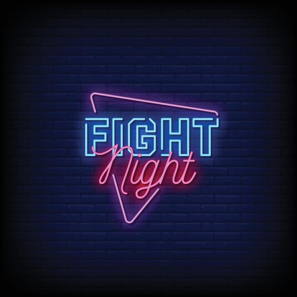 Fight Night Neon Signs Style Text Vector