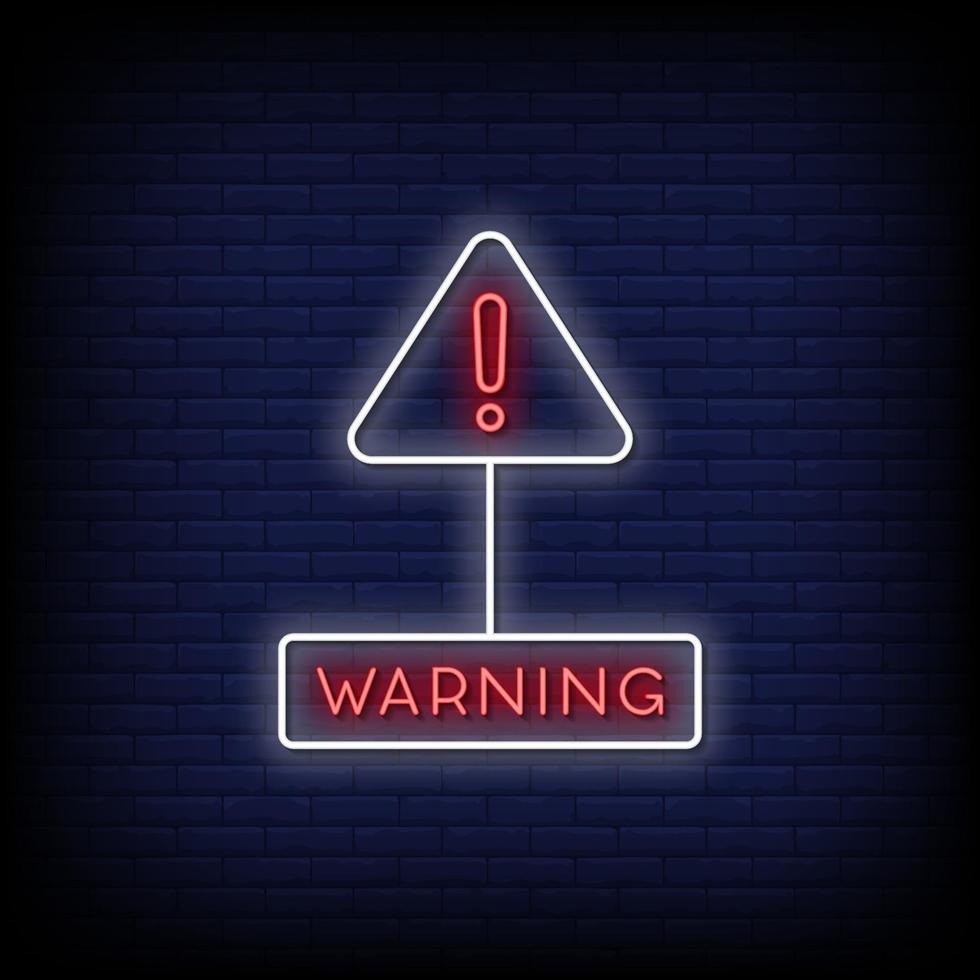 Warning Neon Signs Style Text Vector