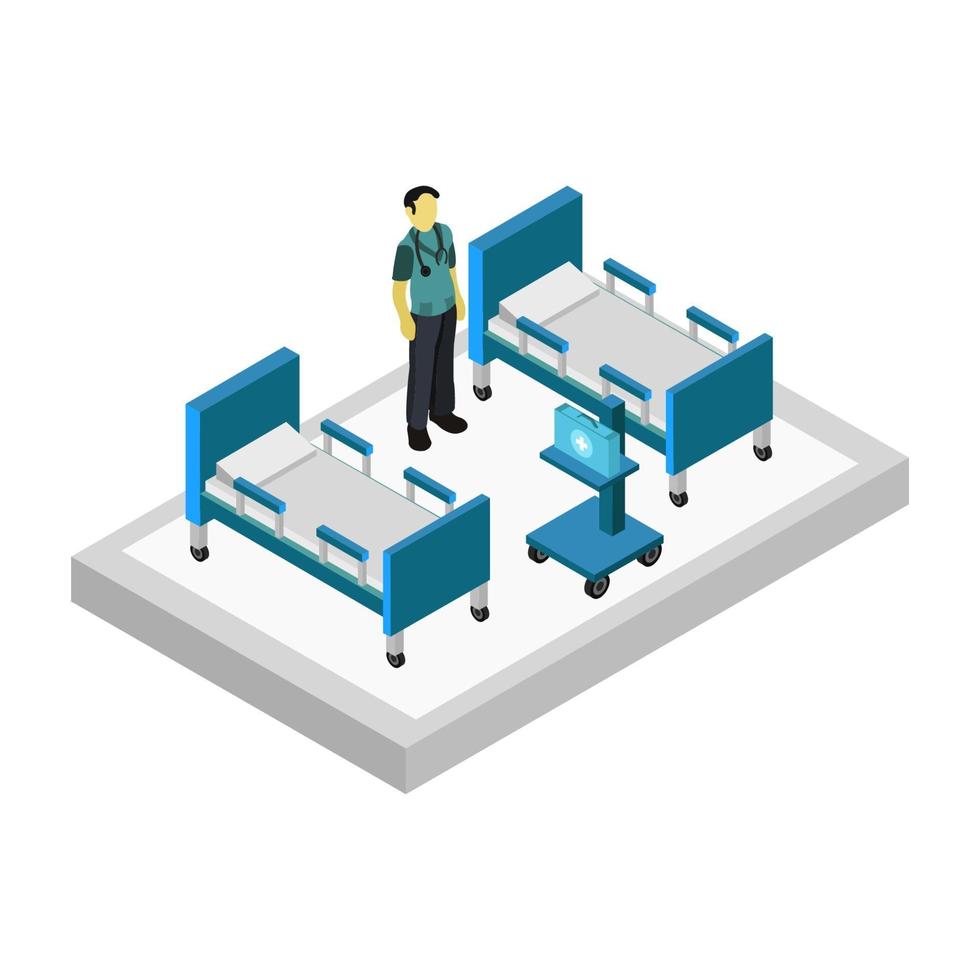Isometric Hospital Room vector