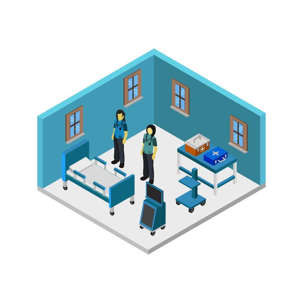 Isometric Hospital Room vector